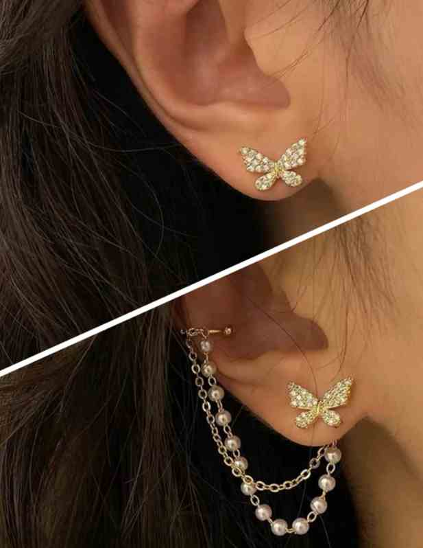 Fancy Butterfly Ear Chain Earrings buy now