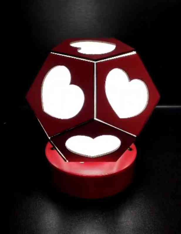 Personalised Photo Rotating Lamp Pentagon Heart