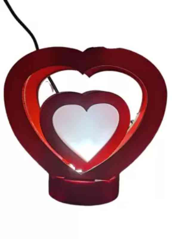 Personalised Photo Rotating Lamp Twin Heart