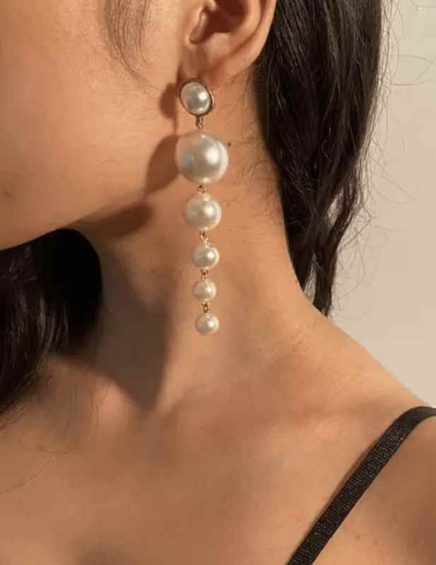 Big Simulated Pearl Long Earrings Shop now