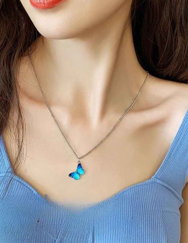 Blue Sapphire Butterfly Pendant