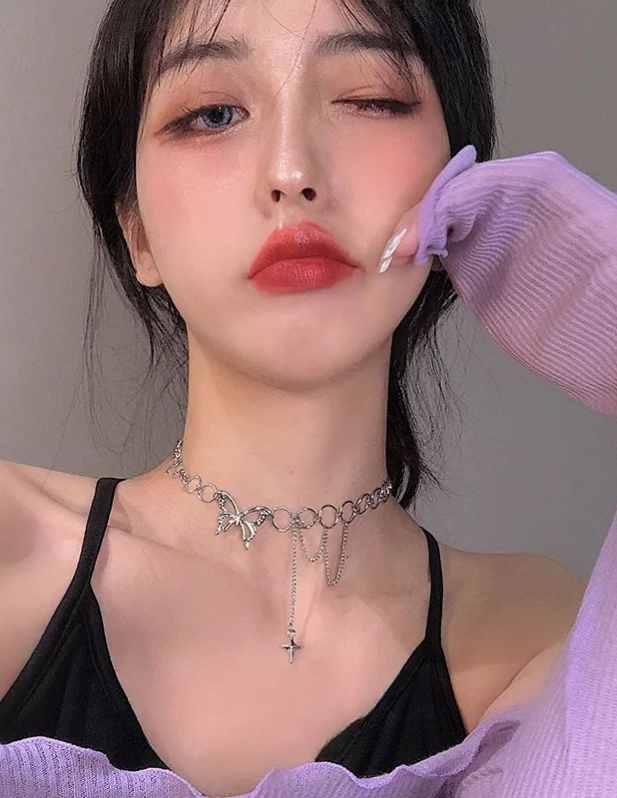 Butterfly Choker Necklace Silver shop