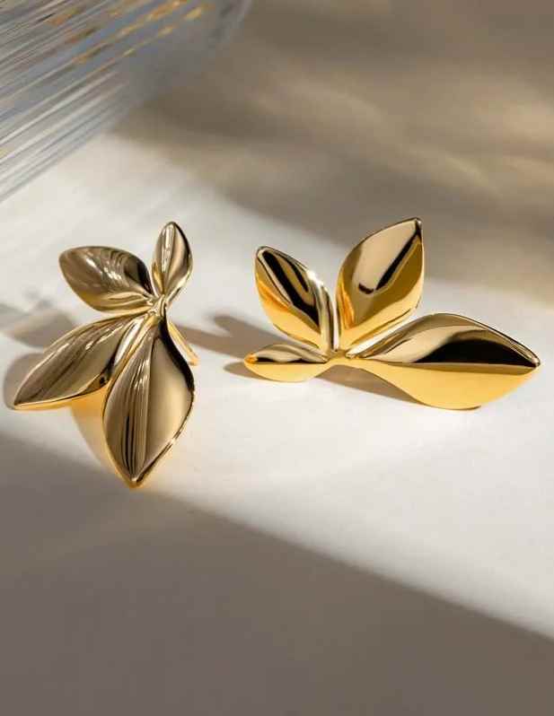 Buy Letest Leaf Shaped Earrings Golden at wooshanta