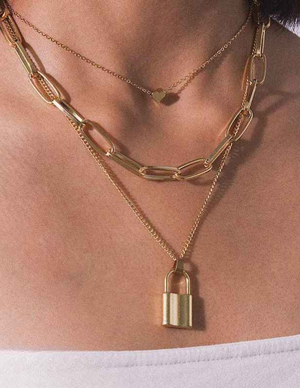 Lock Pendant Necklace gold