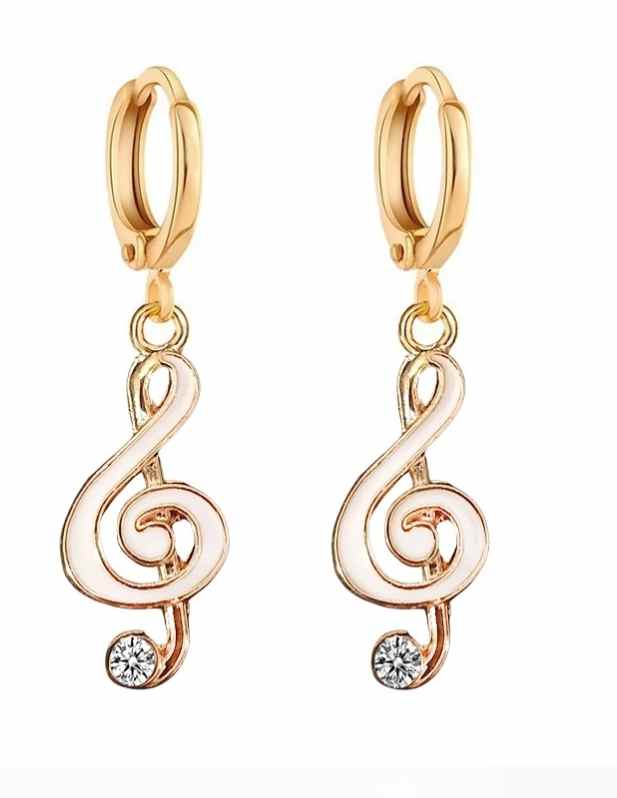 Music Symbol Earrings white