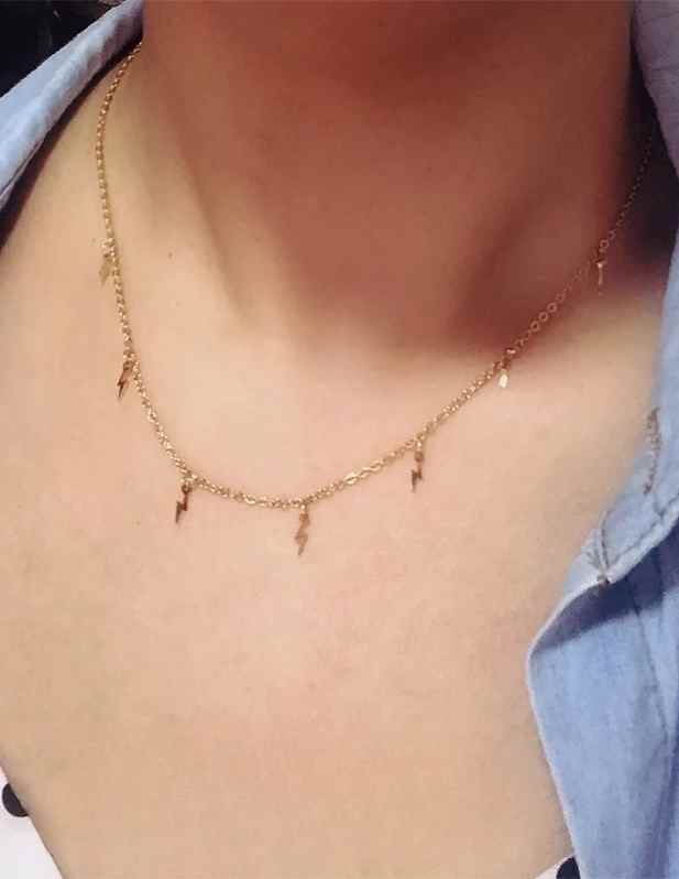 Zig Zag Pendant Necklace golden shp now