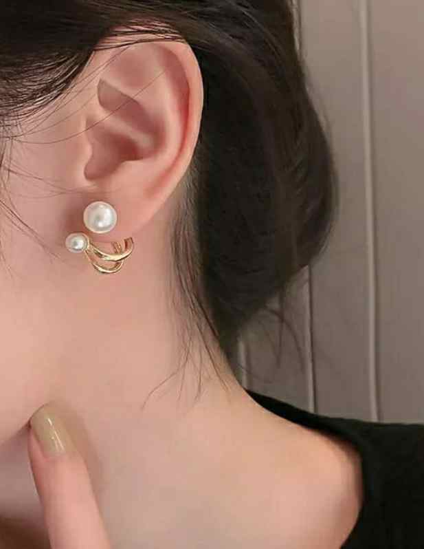 double pearl earrings