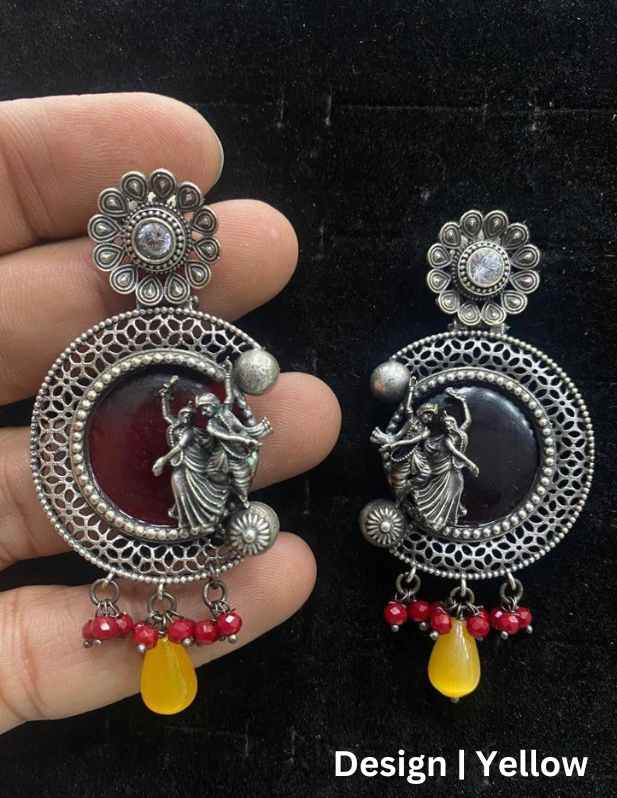 Radha Krishna Earrings yellow